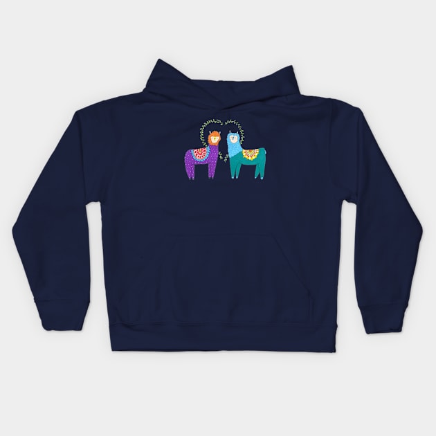 Llamas In Love Kids Hoodie by DoodlesAndStuff